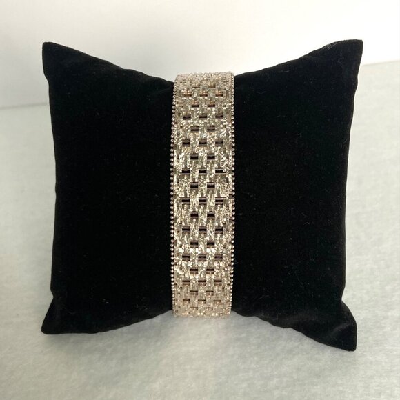 Italian Milor Sterling Silver 925 Heavy 16mm Wide Woven Riccio Bracelet 7.25" - Picture 1 of 16
